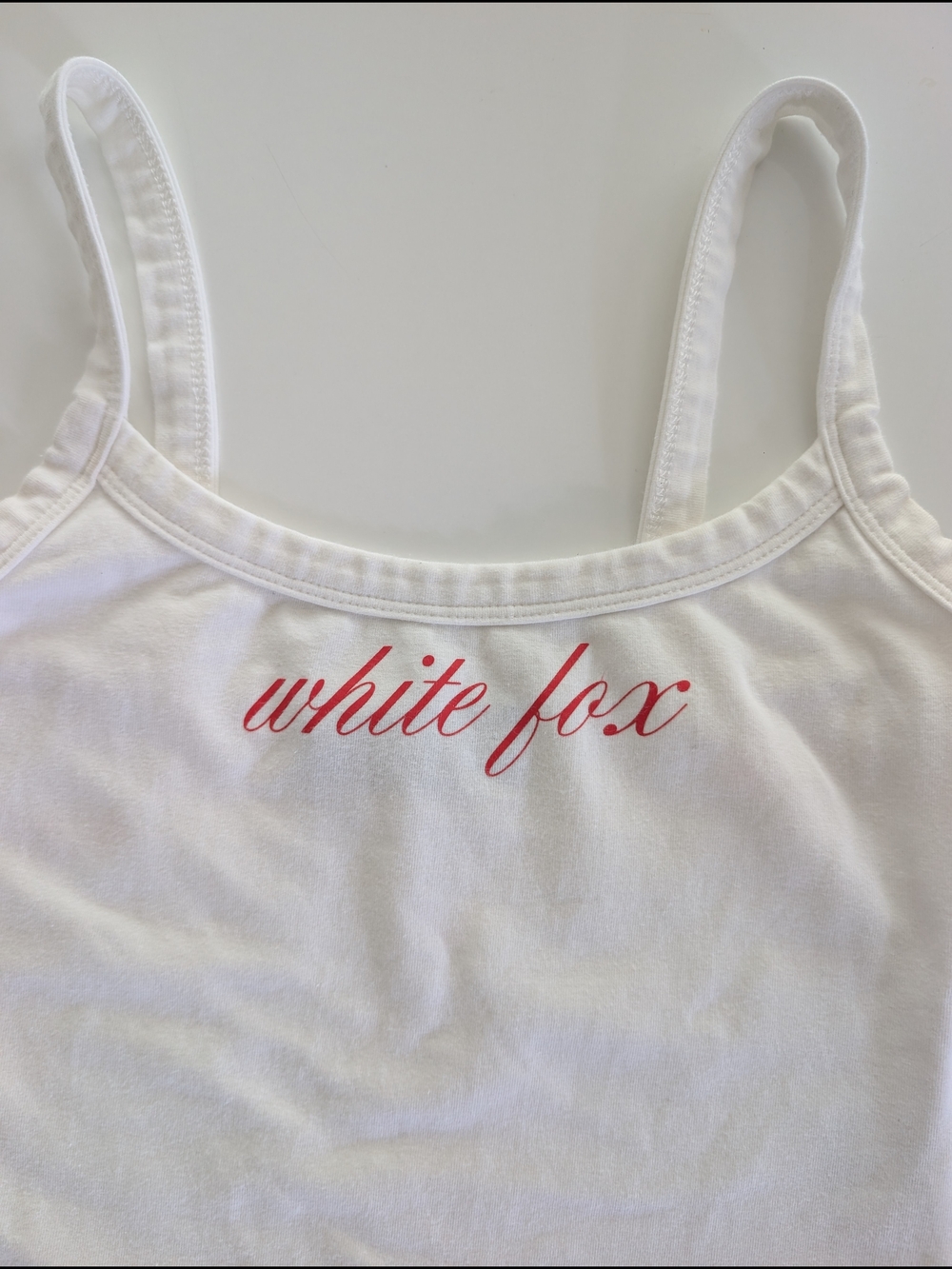White Fox Boutique White Tank with Red Script Logo - Picture 2 of 4